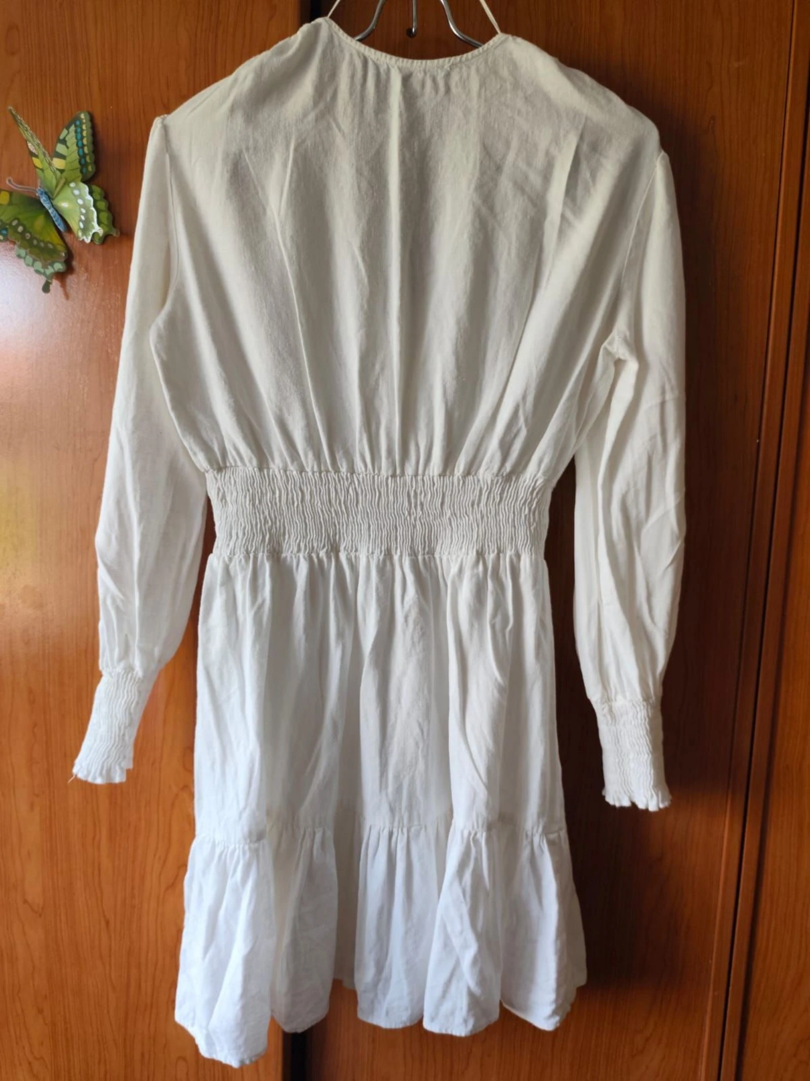 Zara vestido blanco lino-viscosa XS volantes – photo 2